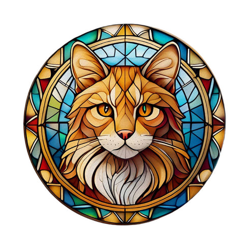 Cat Ginger Glass Suncatcher Worktop Saver